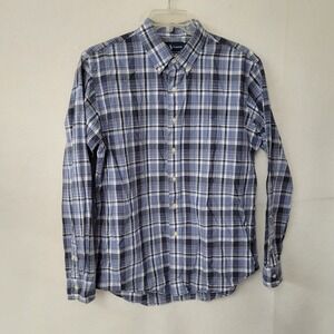 Ralph Lauren Custom Fit Plaid Button Down Shirt Mens XL Blue White Check Preppy